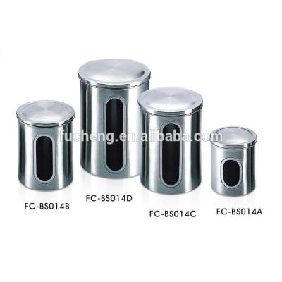 4 pcs stainless steel kitchen storage Tea Sugar Coffee Canister Set with airtight lids