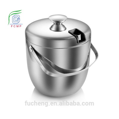 Custom beer stainless steel metal ice bucket set with ice bucket with lid and tongs