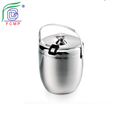 Double Stainless Steel Ice Bucket with Tongs Champagne Wine Bucket Ice Cube Container